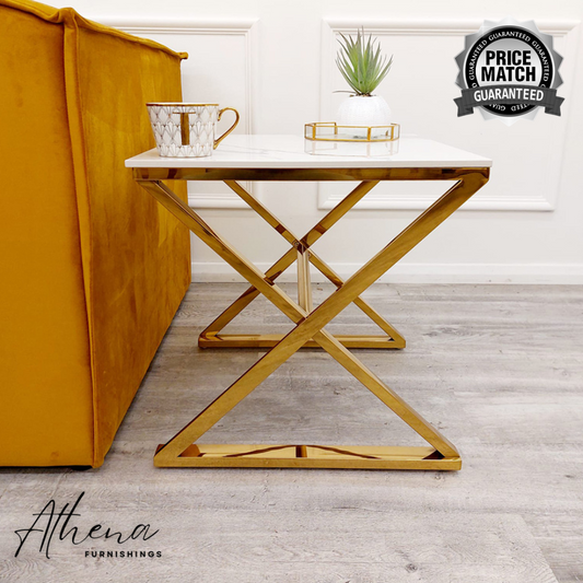 Manchester White Marble Side Table