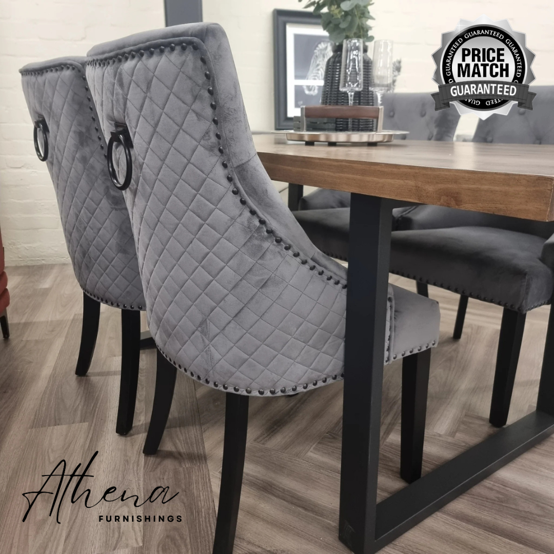 Carlisle Black Leg Dining Chair - Dark Grey