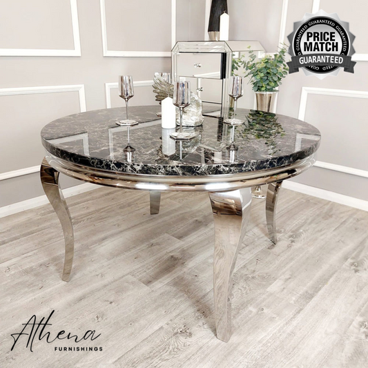 Skipton Circular Chrome Dining Table (Multiple Table Top Options)