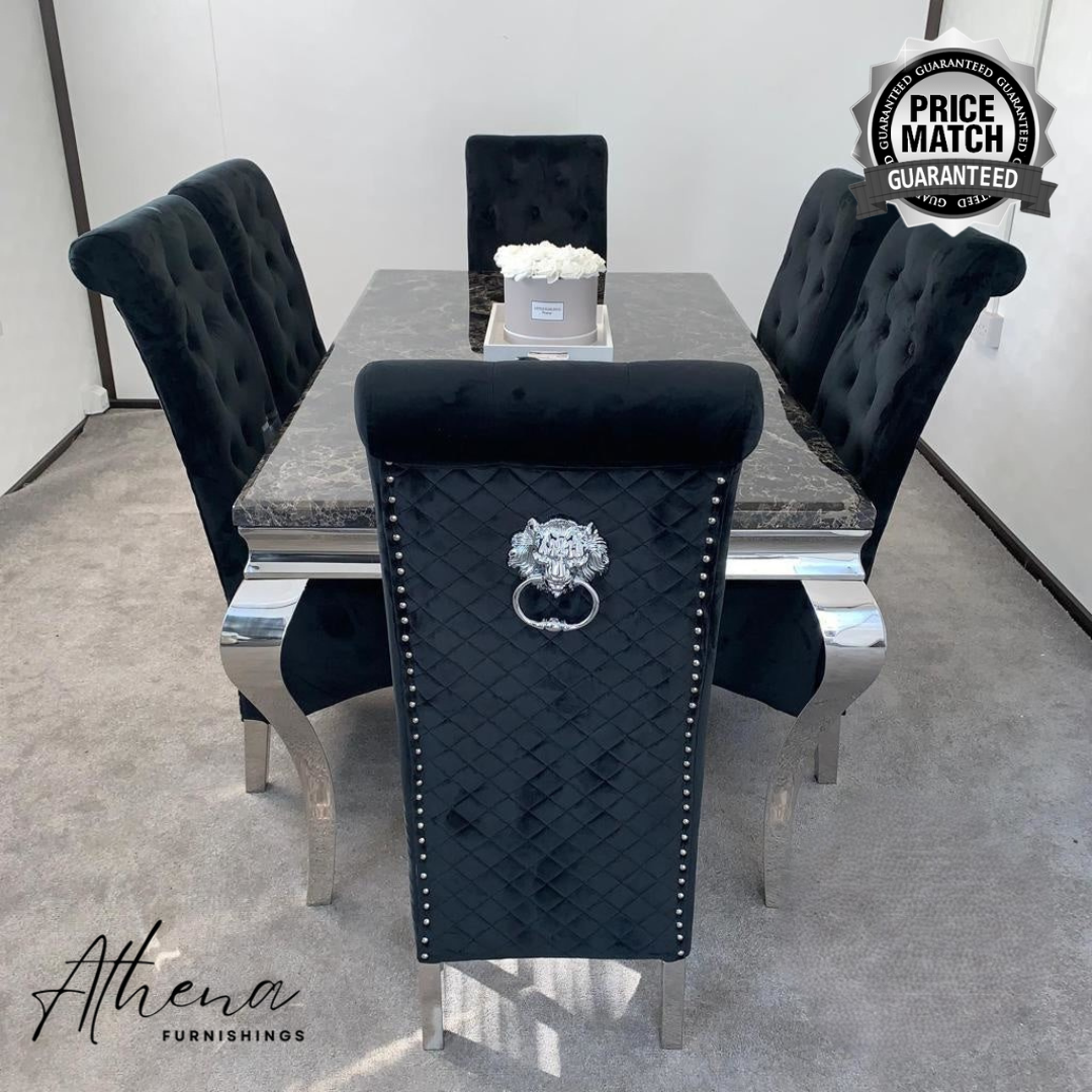 Skipton Chrome Black Marble Table with Black Gloucester Chairs