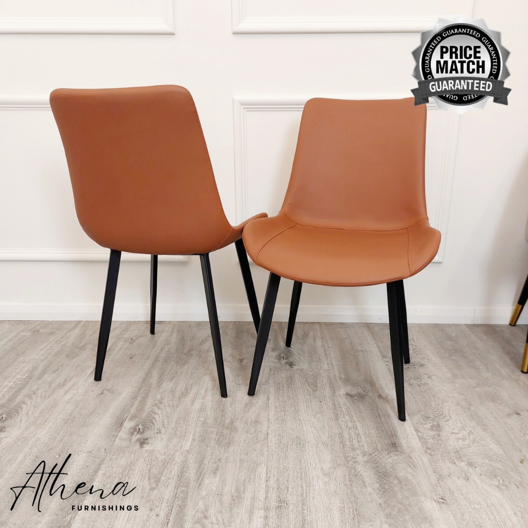 Deal Tan Leather Dining Chairs