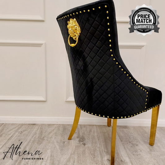 Black Carlisle Gold Velvet Dining Chairs