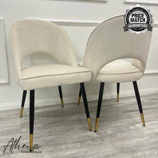 Exeter Beige Velvet Dining Chairs