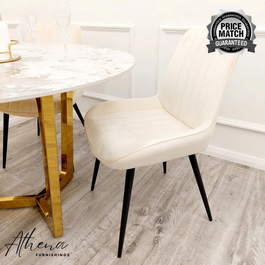 Lancaster Cream Velvet Dining Chairs