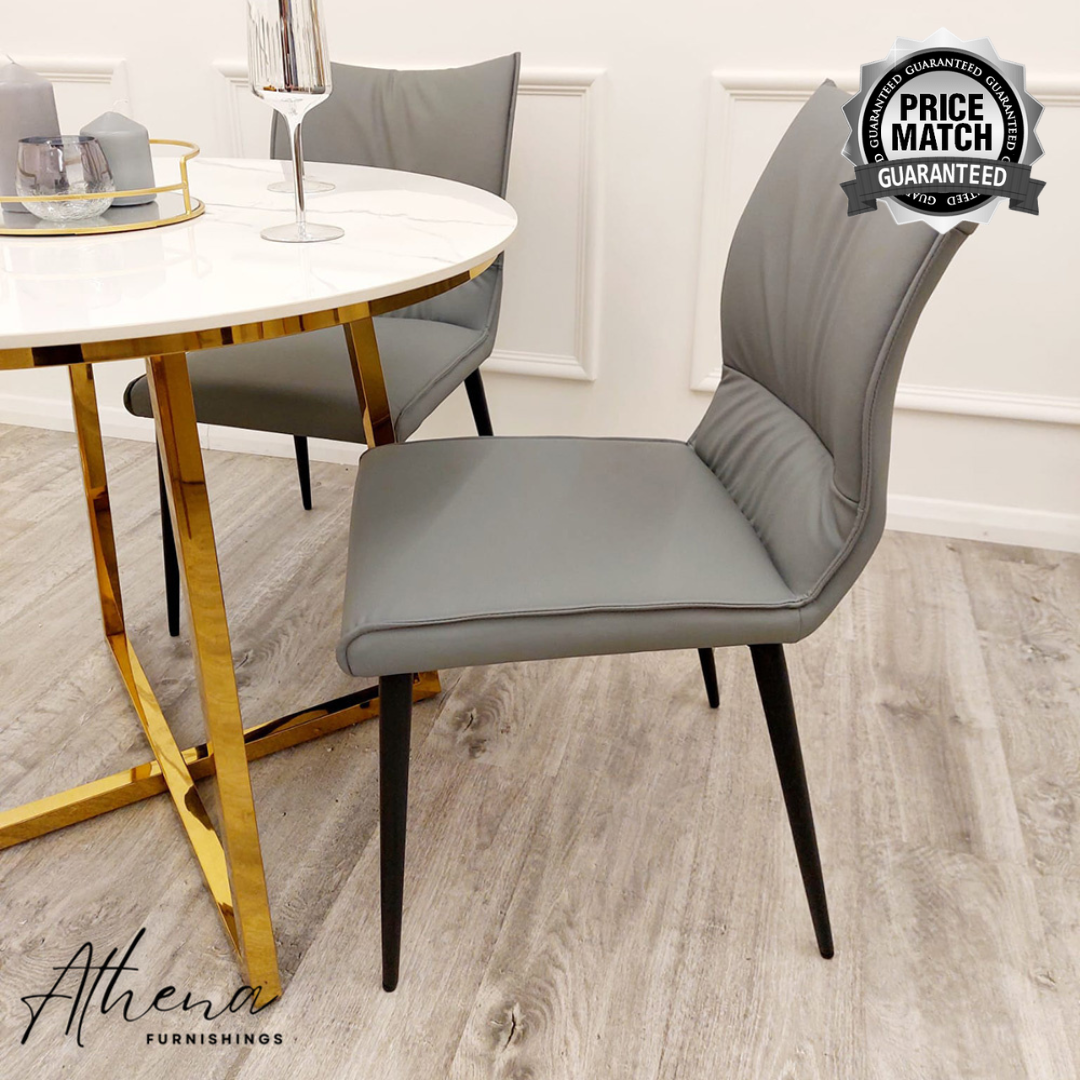 Ely Grey Leather Dining Chairs