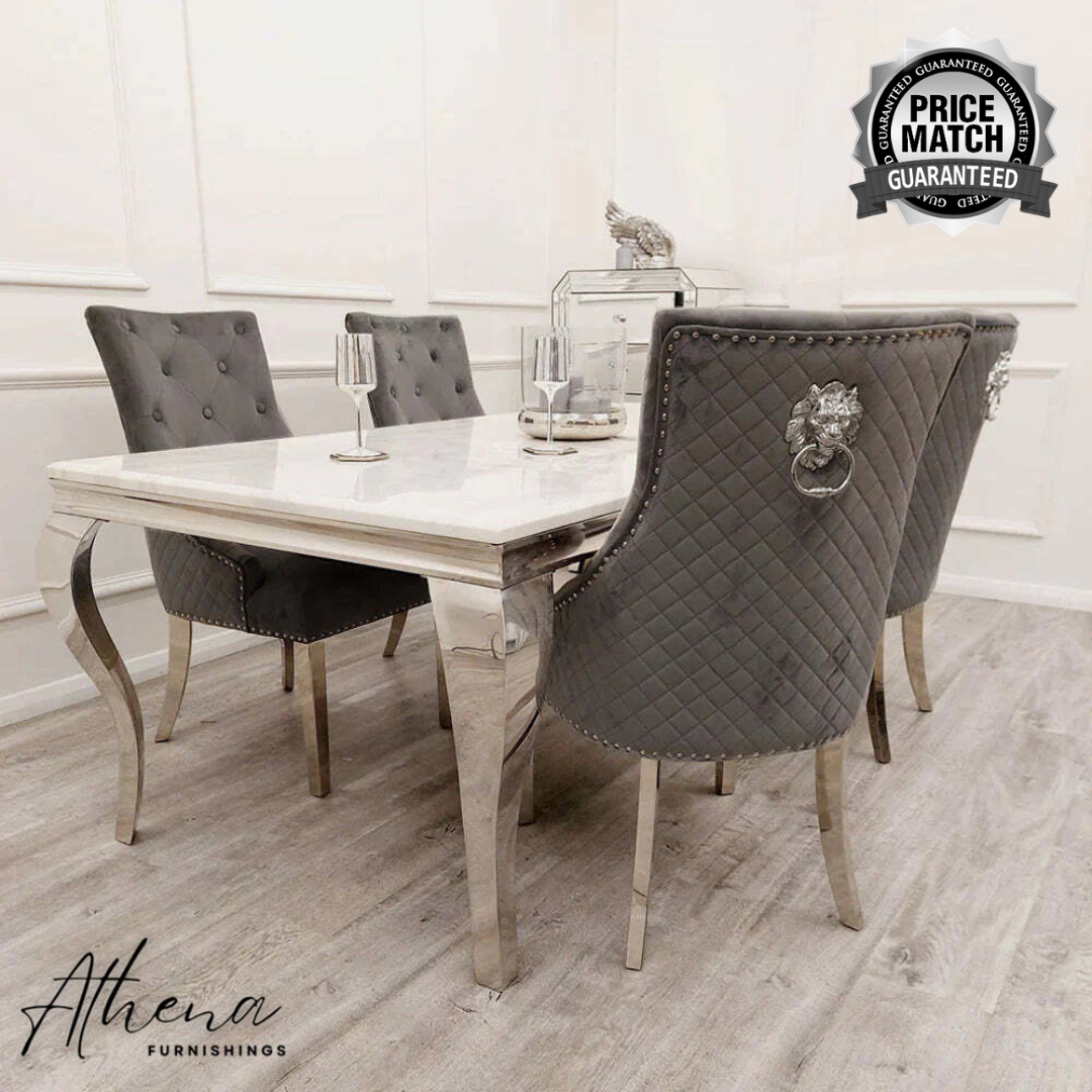 Carlisle Chrome Dark Grey Velvet Dining Chairs