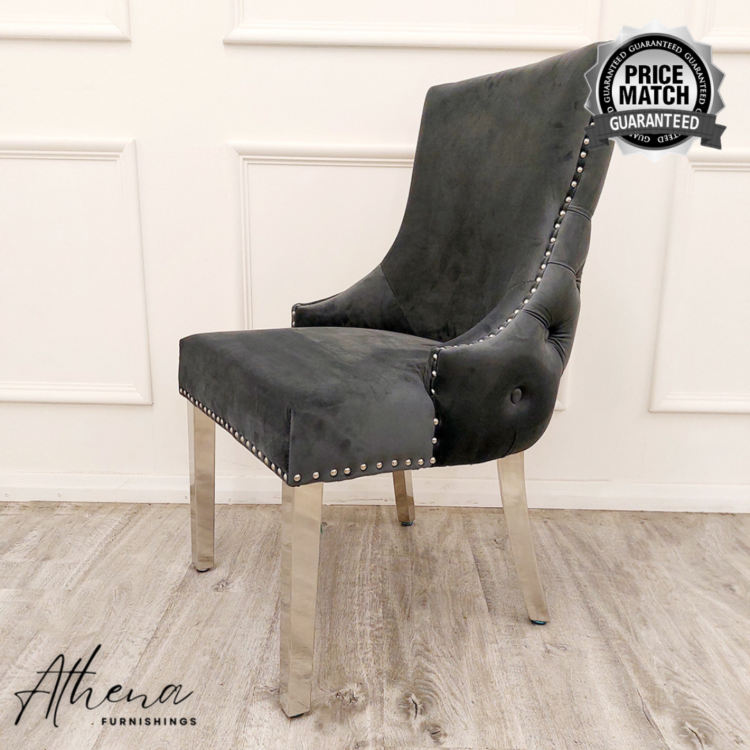 Ludlow Dark Grey Velvet Dining Chairs