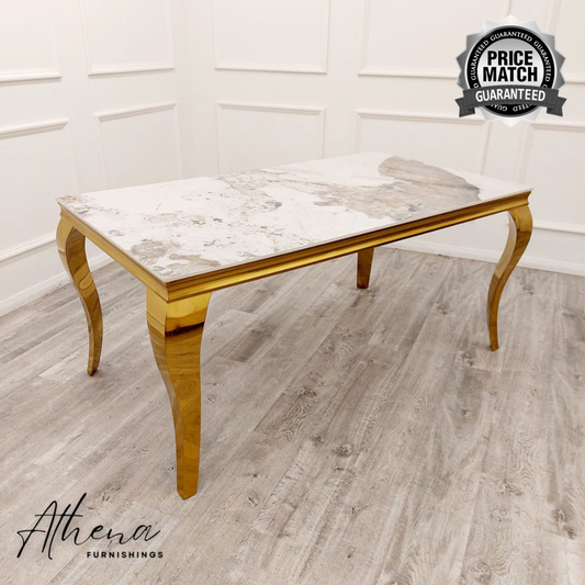 Skipton Gold White Pandora Marble Dining Table