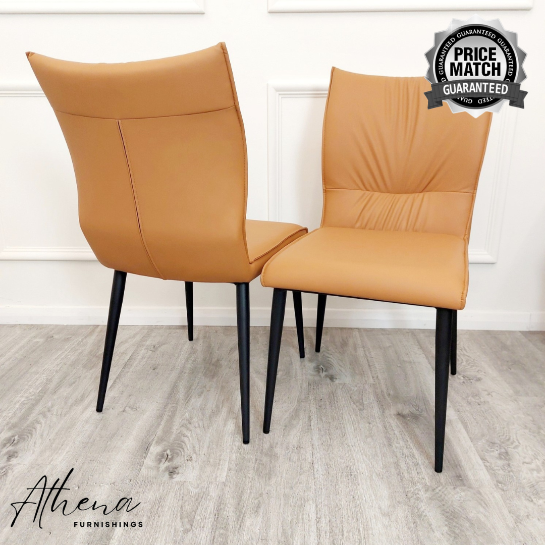 Ely Tan Leather Dining Chairs