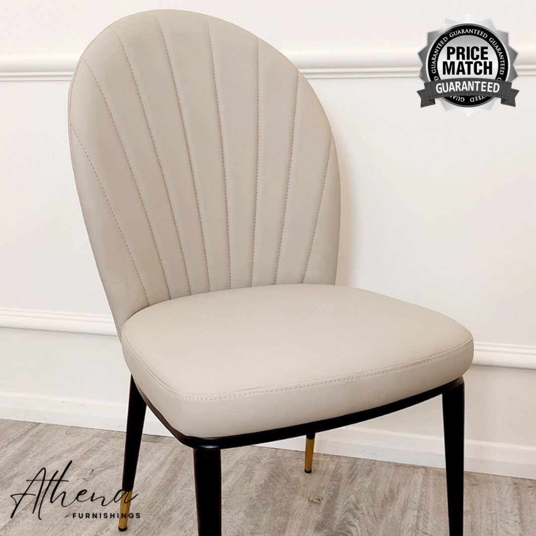 Maldon Beige Leather Dining Chairs