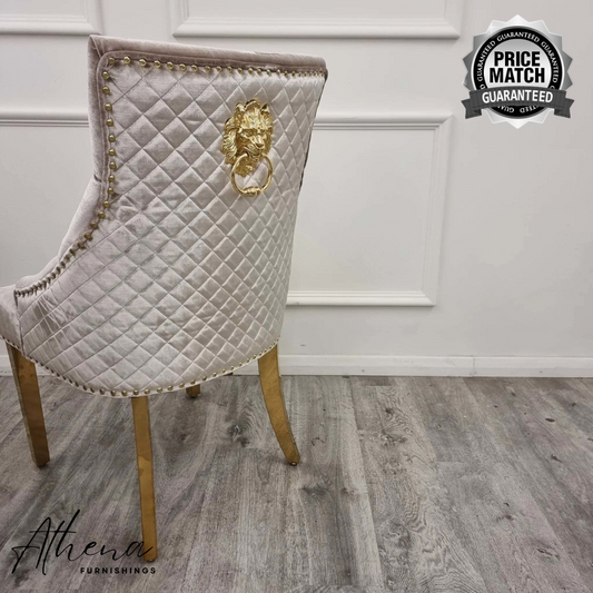 Carlisle Gold Beige Velvet Dining Chairs