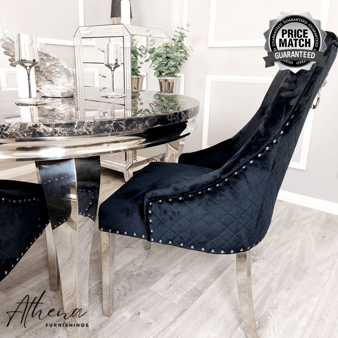 Carlisle Chrome Black Velvet Dining Chairs