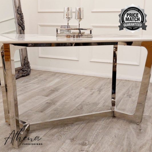 Kendal 1.6M Sintered Stone Dining Table - Silver Base