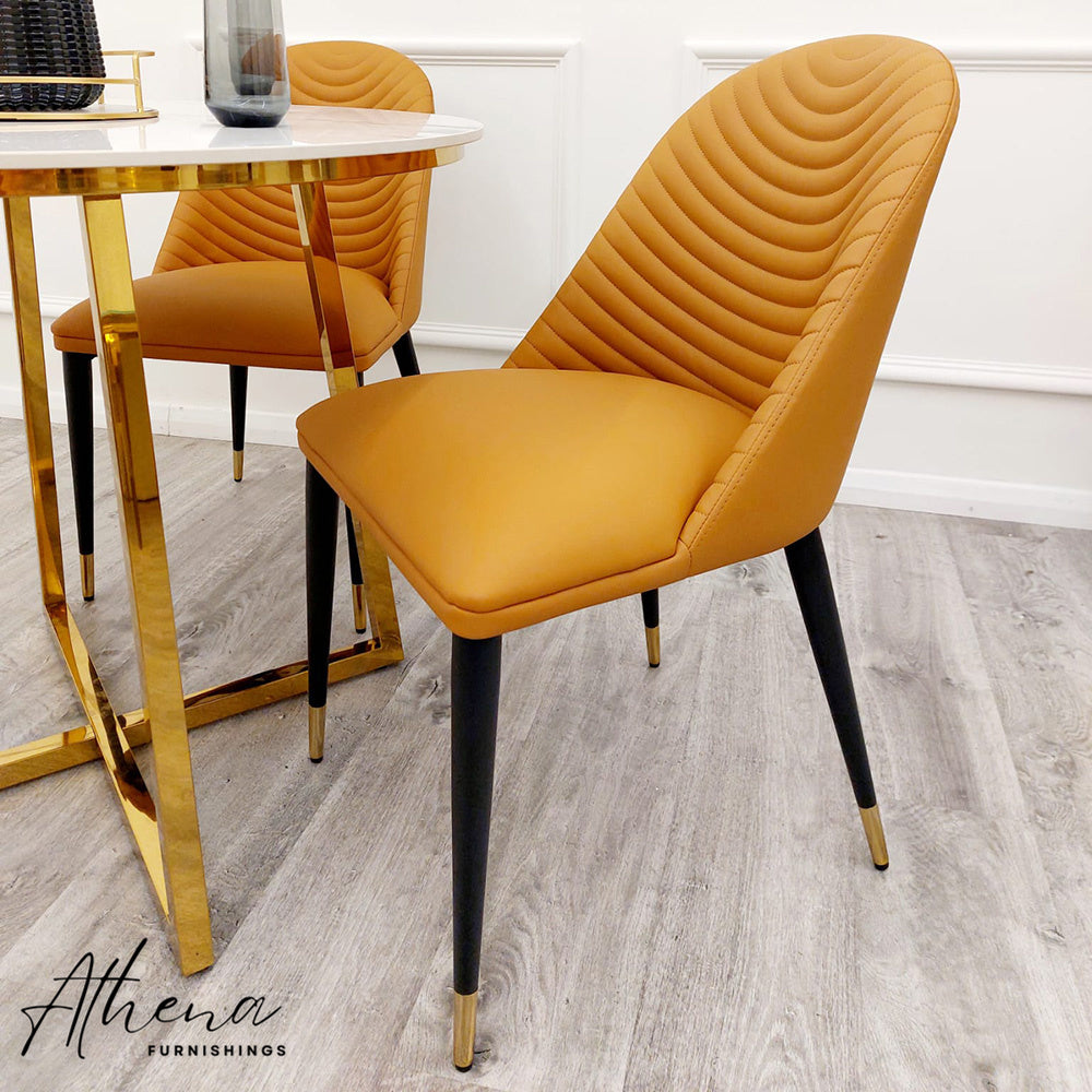 Wells Tan Leather Dining Chairs