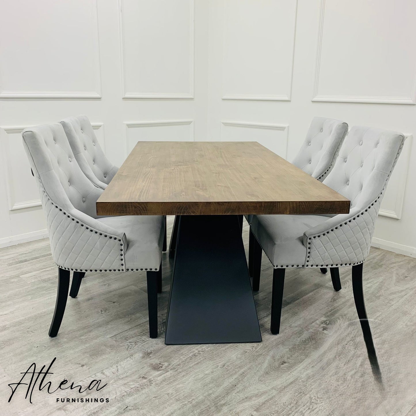 Aldeburgh 1.8m Dining Table with Carlisle Black Leg Dining Chairs