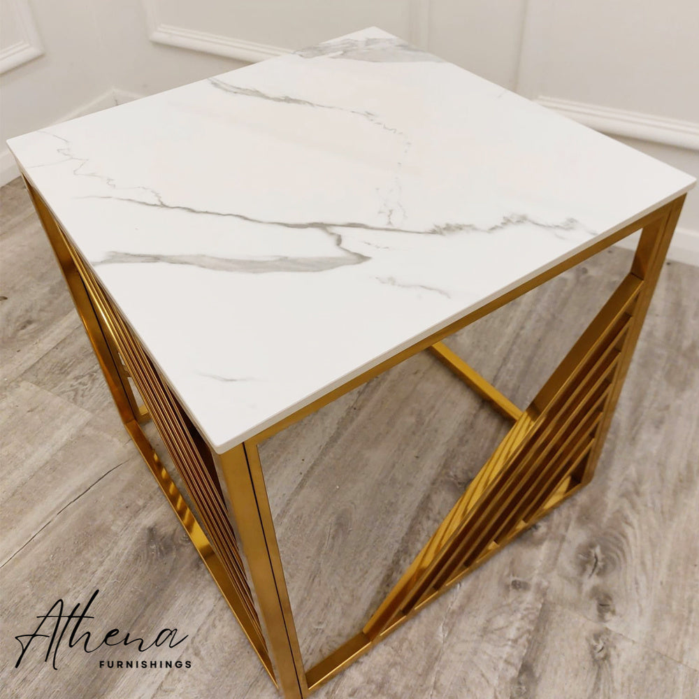 Bridgnorth White Marble Side Table