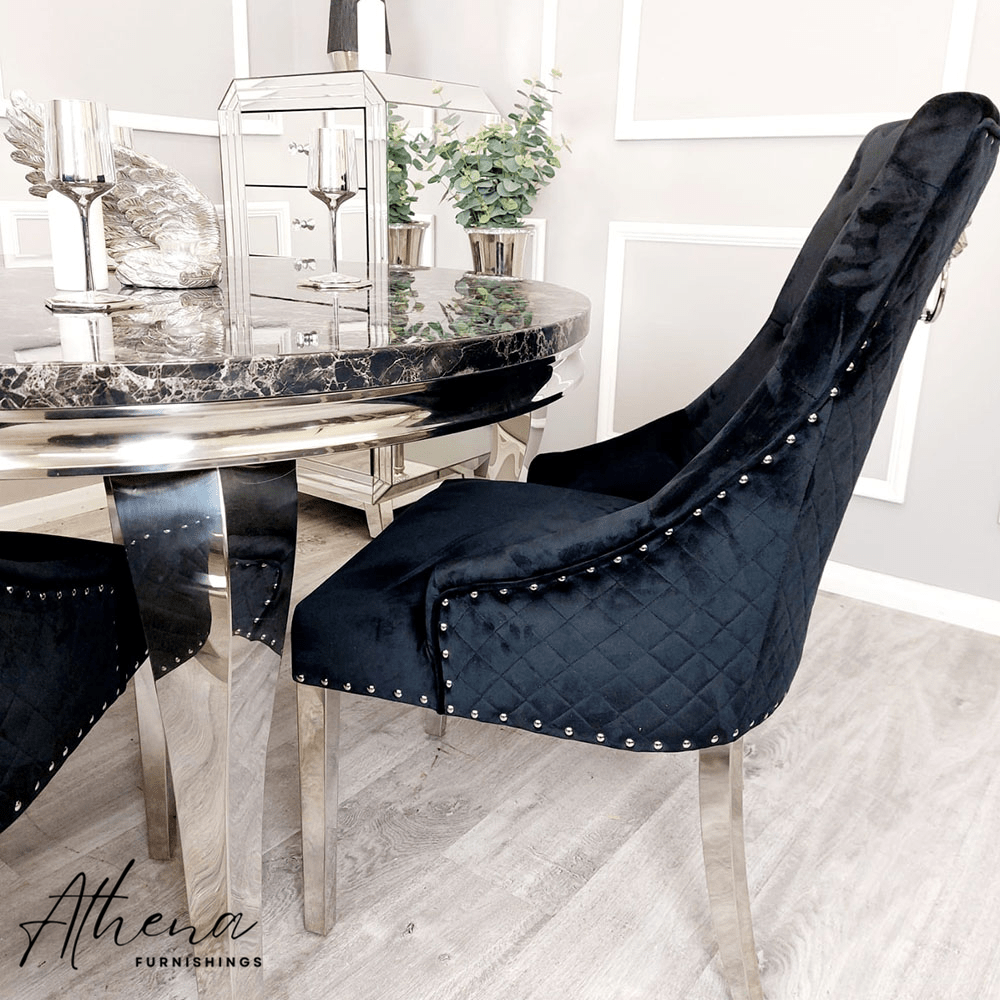 Carlisle Chrome Black Velvet Dining Chairs