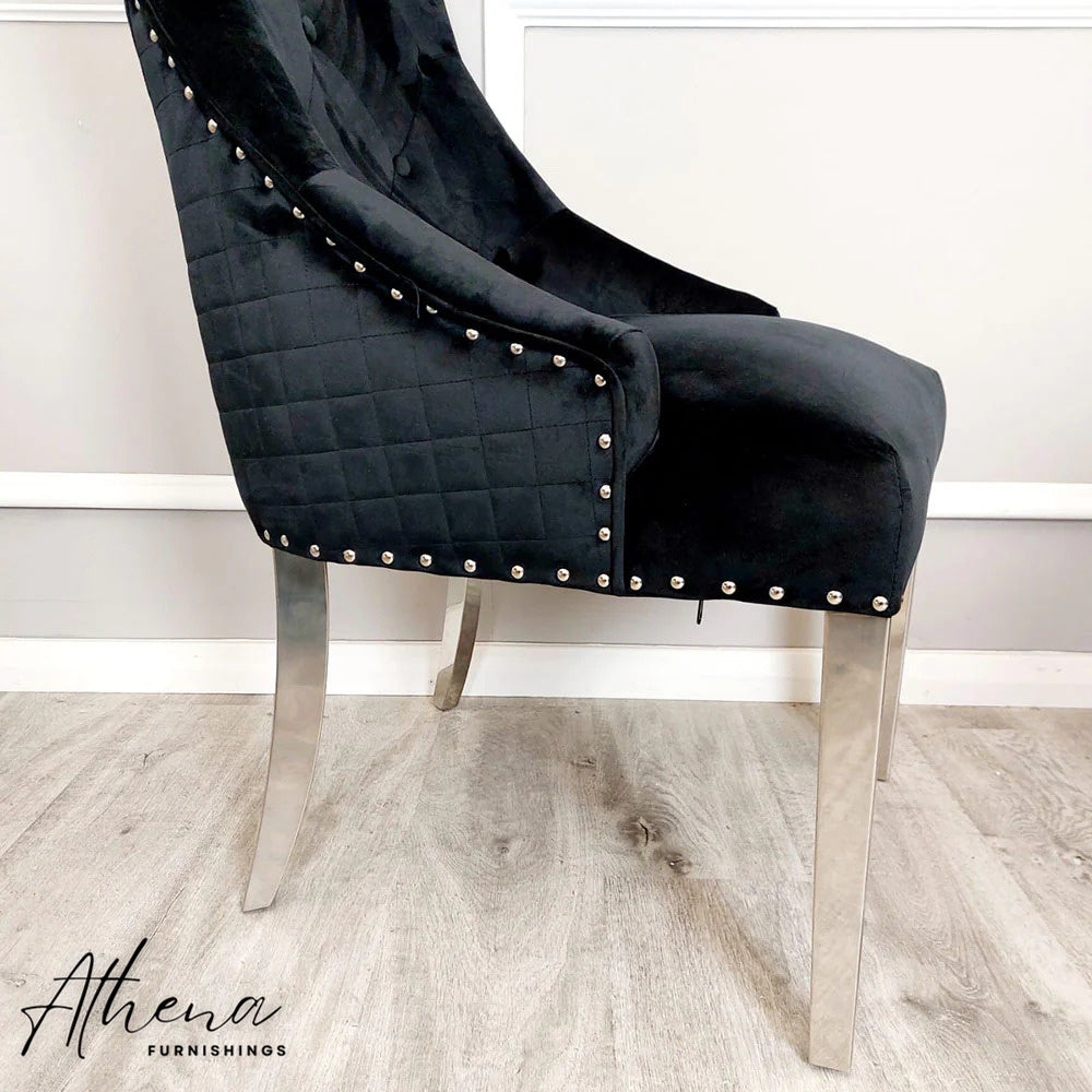 Carlisle Chrome Black Velvet Dining Chairs