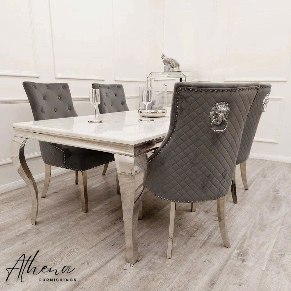 Carlisle Chrome Dark Grey Velvet Dining Chairs