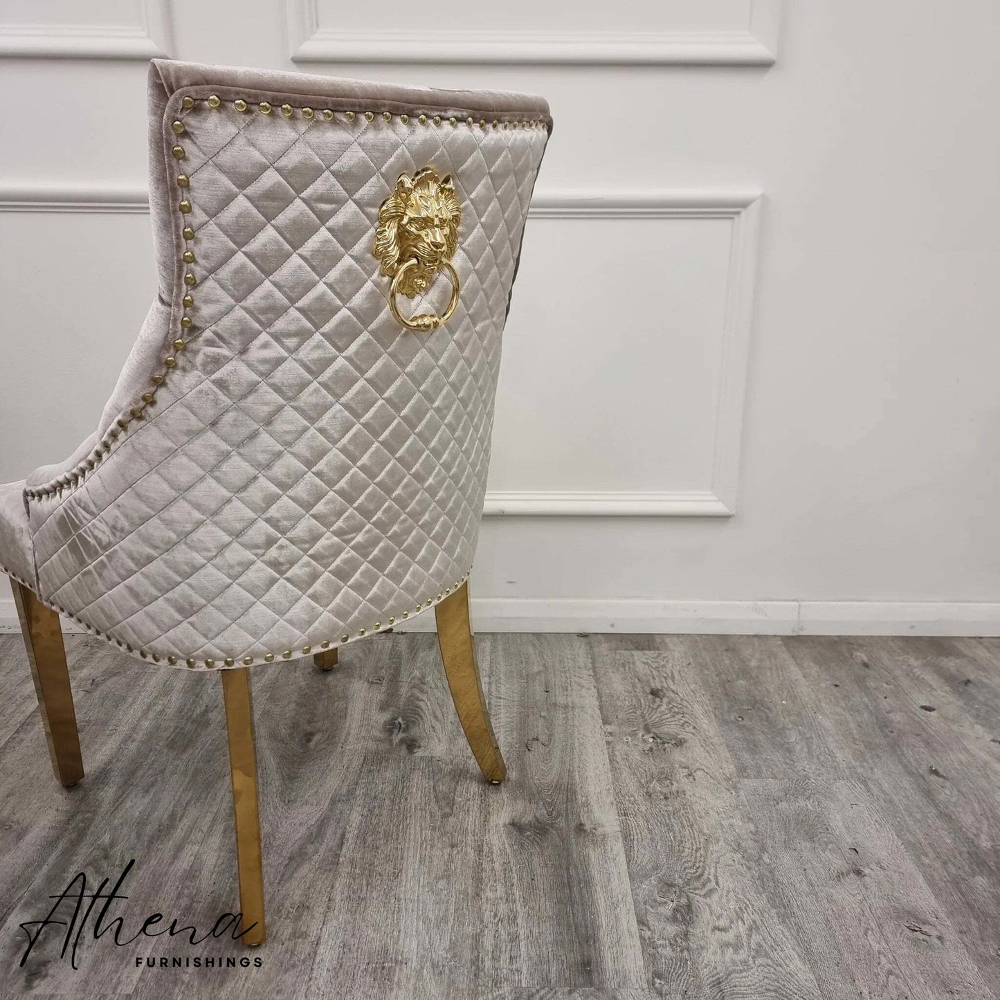 Carlisle Gold Beige Velvet Dining Chairs