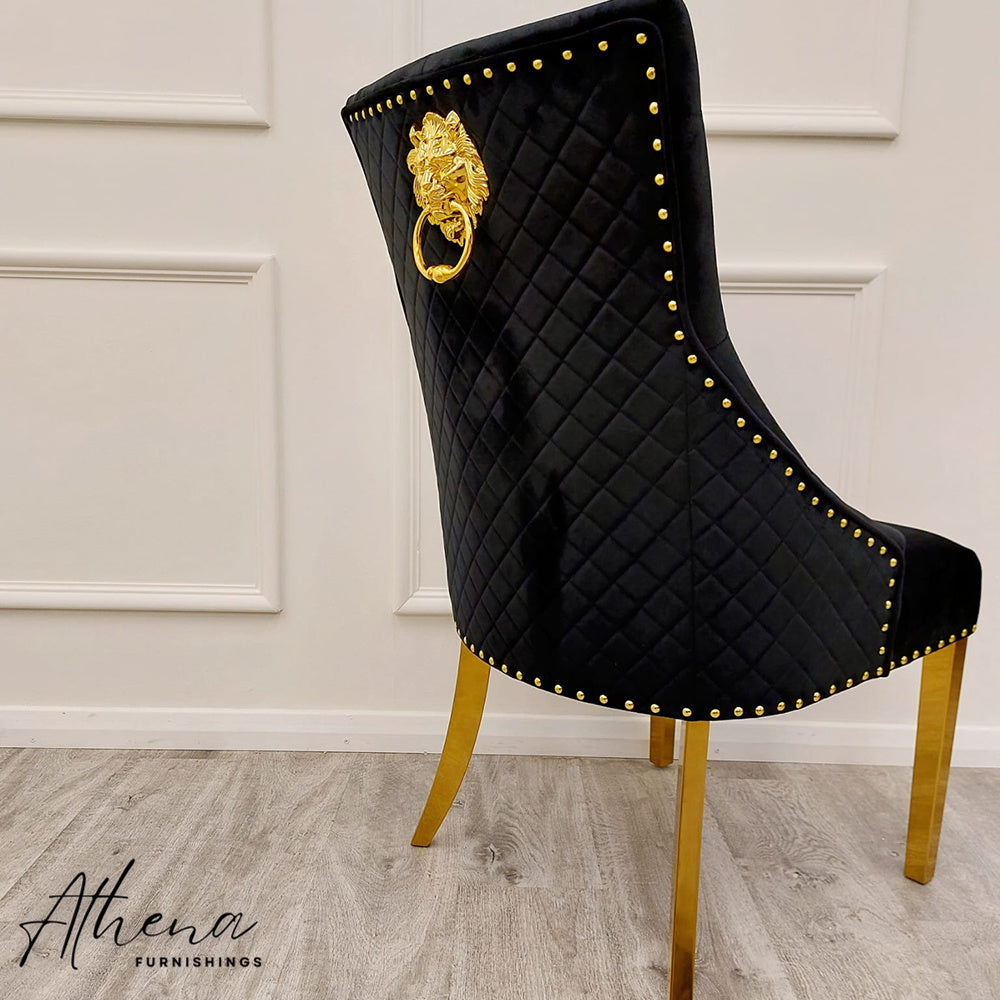 Black Carlisle Gold Velvet Dining Chairs