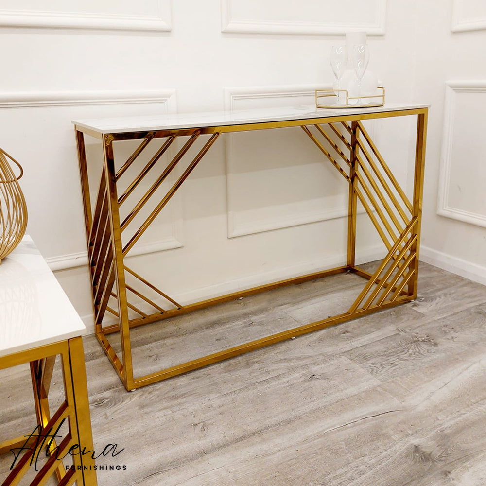 Bridgnorth White Marble Console Table