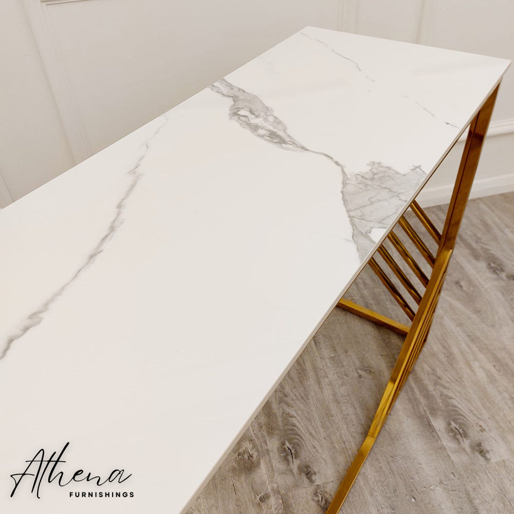 Bridgnorth White Marble Console Table