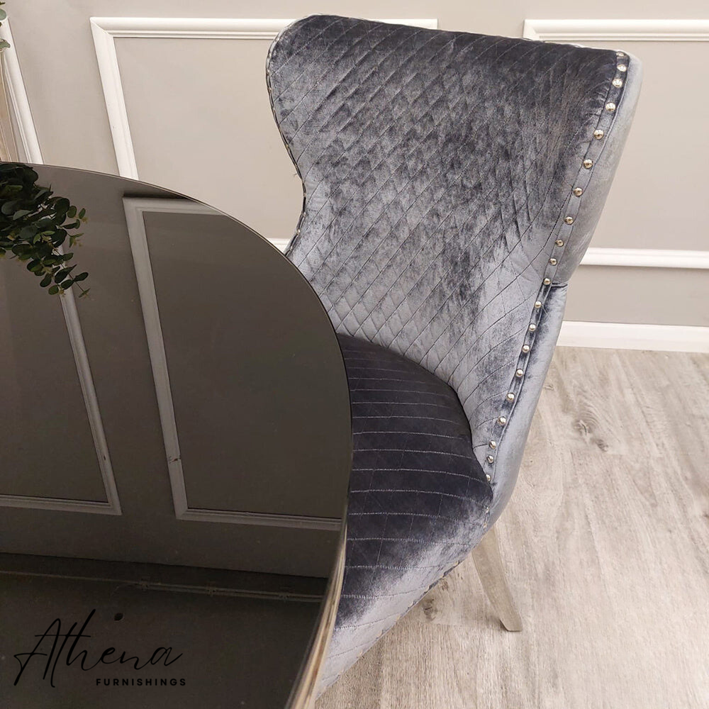 Durham Grey Shimmer Velvet Dining Chairs