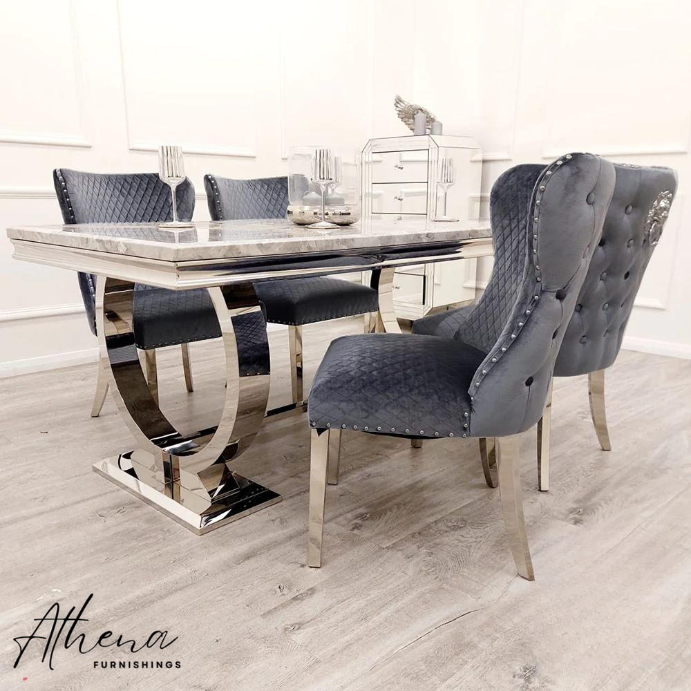 Durham Grey Shimmer Velvet Dining Chairs