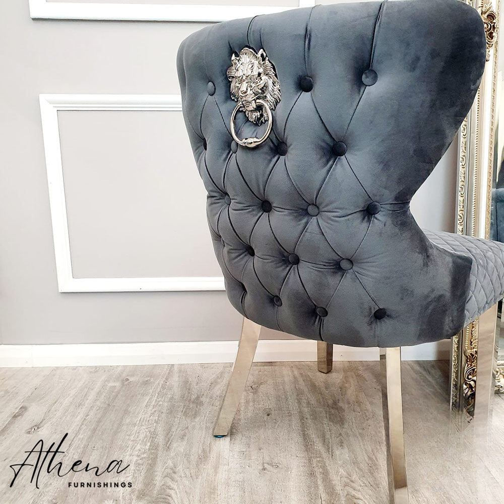 Durham Grey Shimmer Velvet Dining Chairs