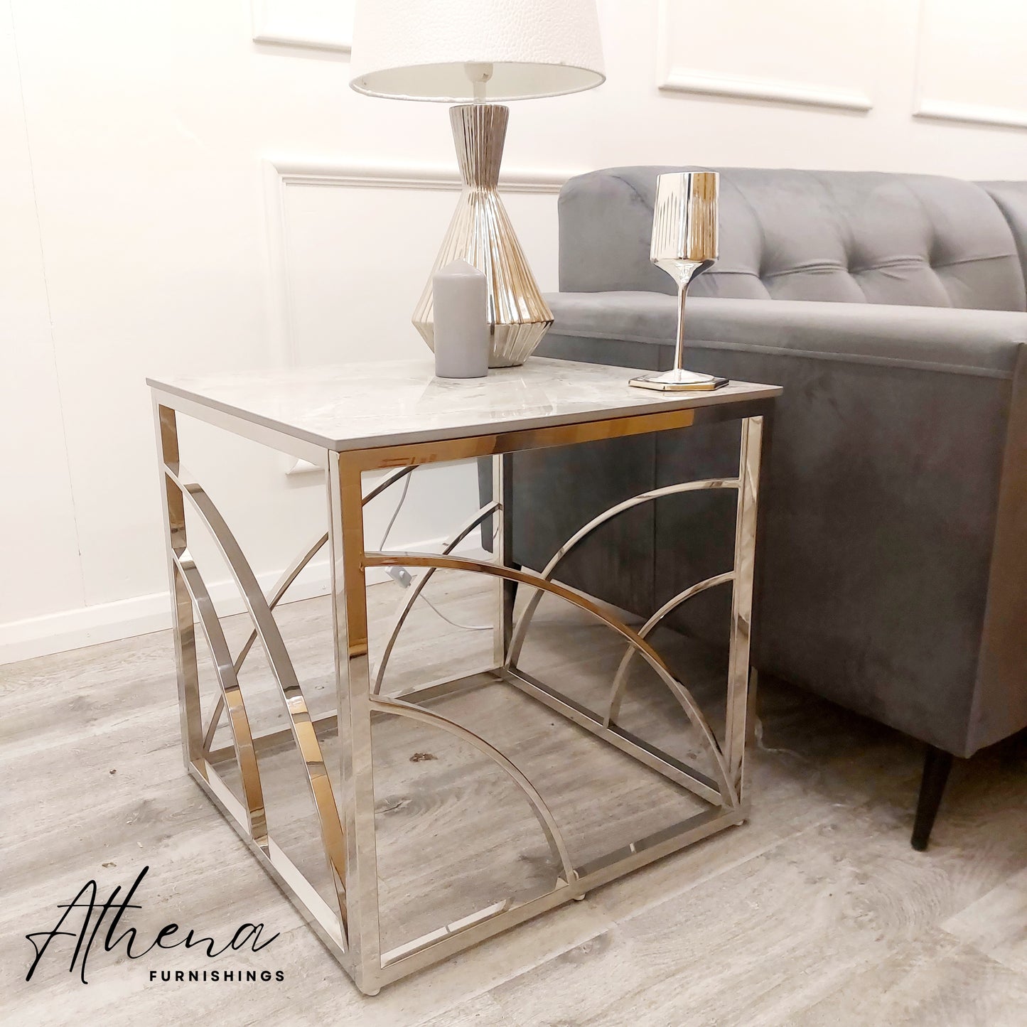 Cambridge Grey Marble Side Table