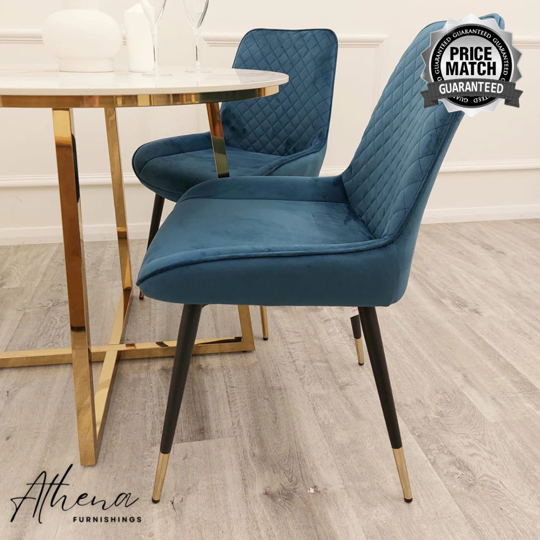 Windsor Blue Velvet Dining Chairs