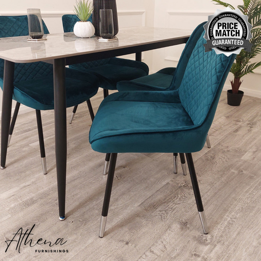 Windsor Teal Velvet Dining Chairs