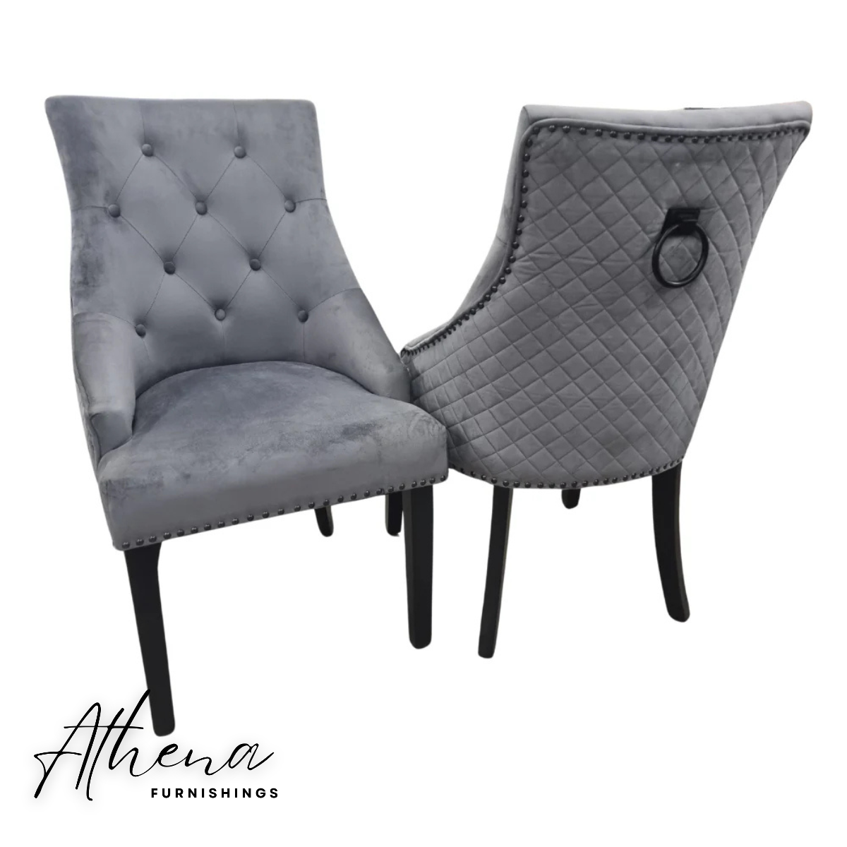 Carlisle Black Leg Dining Chair - Dark Grey