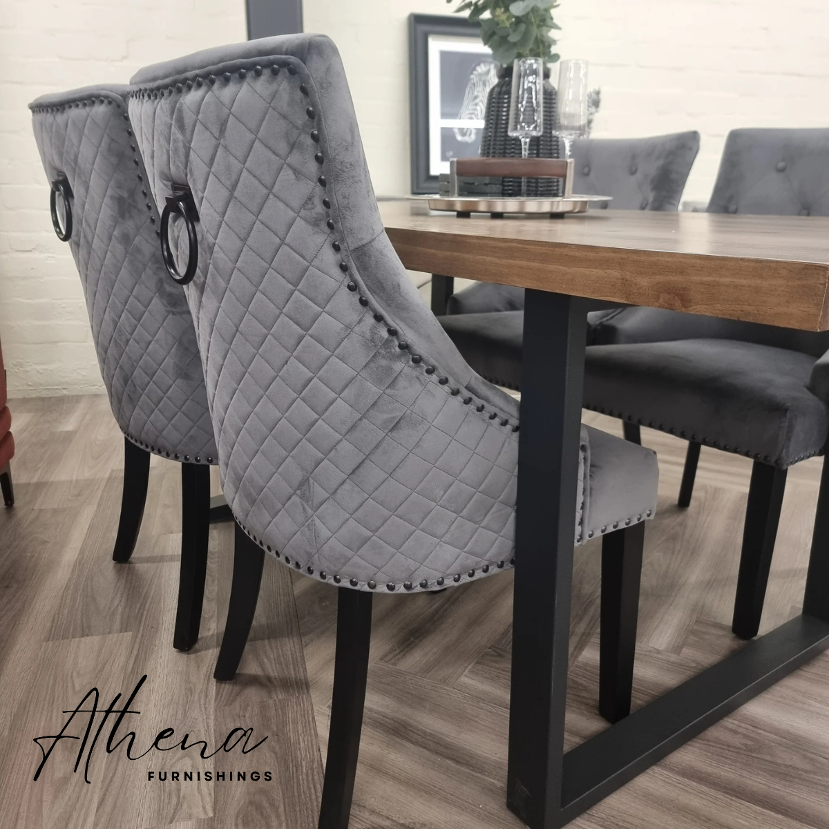 Carlisle Black Leg Dining Chair - Dark Grey