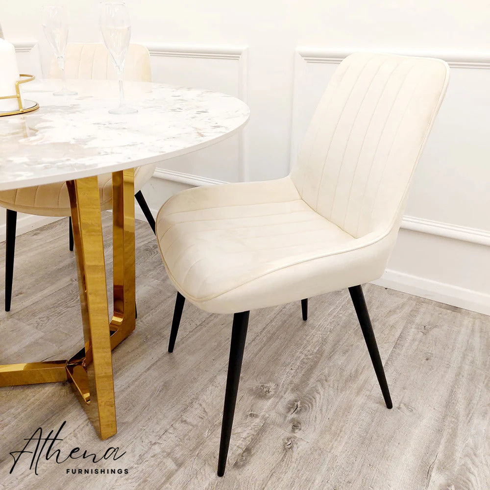 Lancaster Cream Velvet Dining Chairs