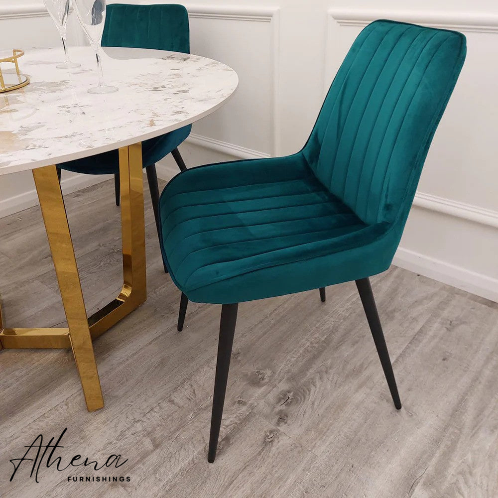 Lancaster Teal Velvet Dining Chairs