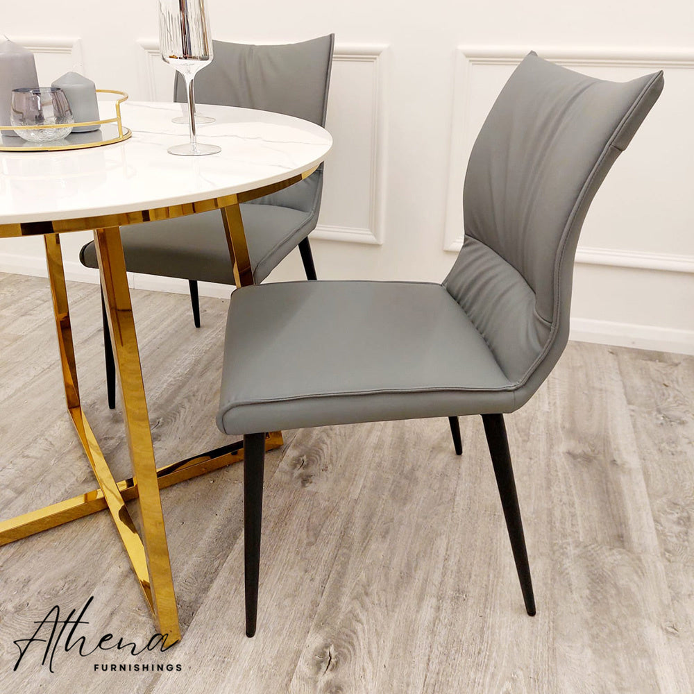 Ely Grey Leather Dining Chairs