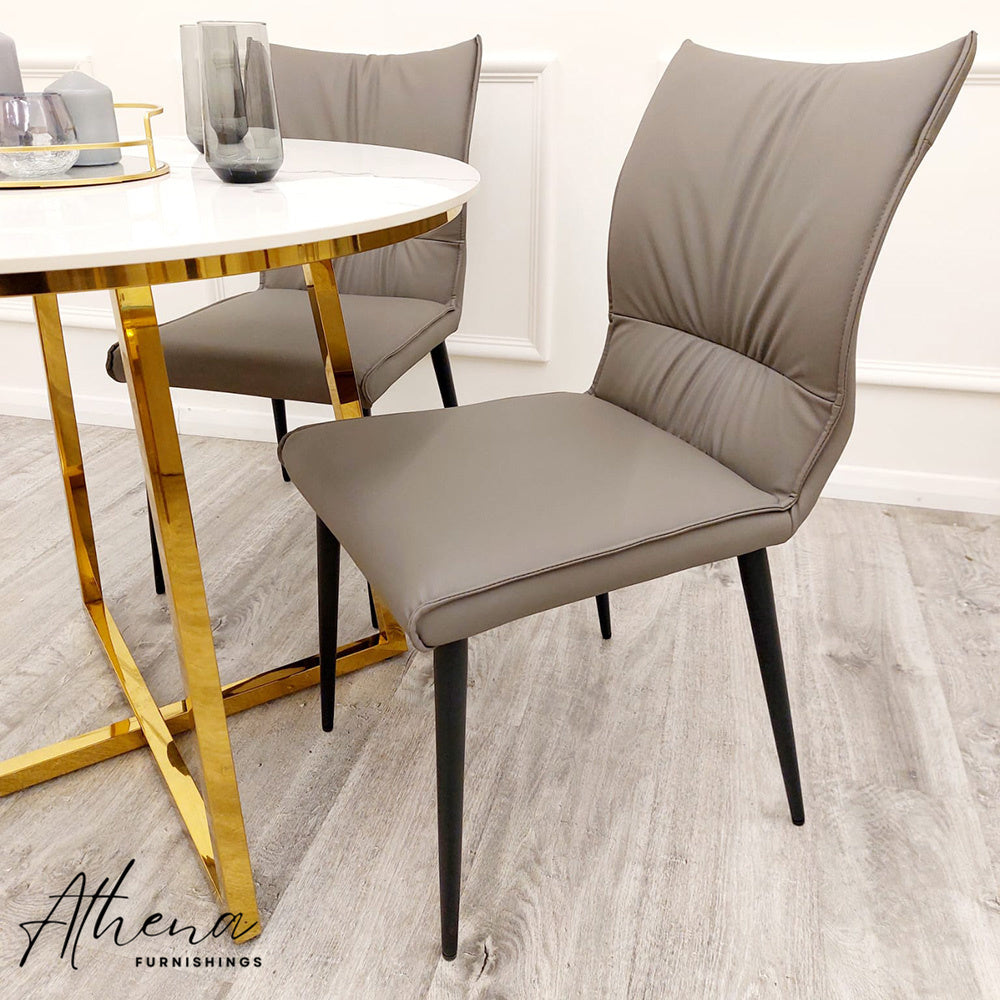 Ely Khaki Leather Dining Chairs