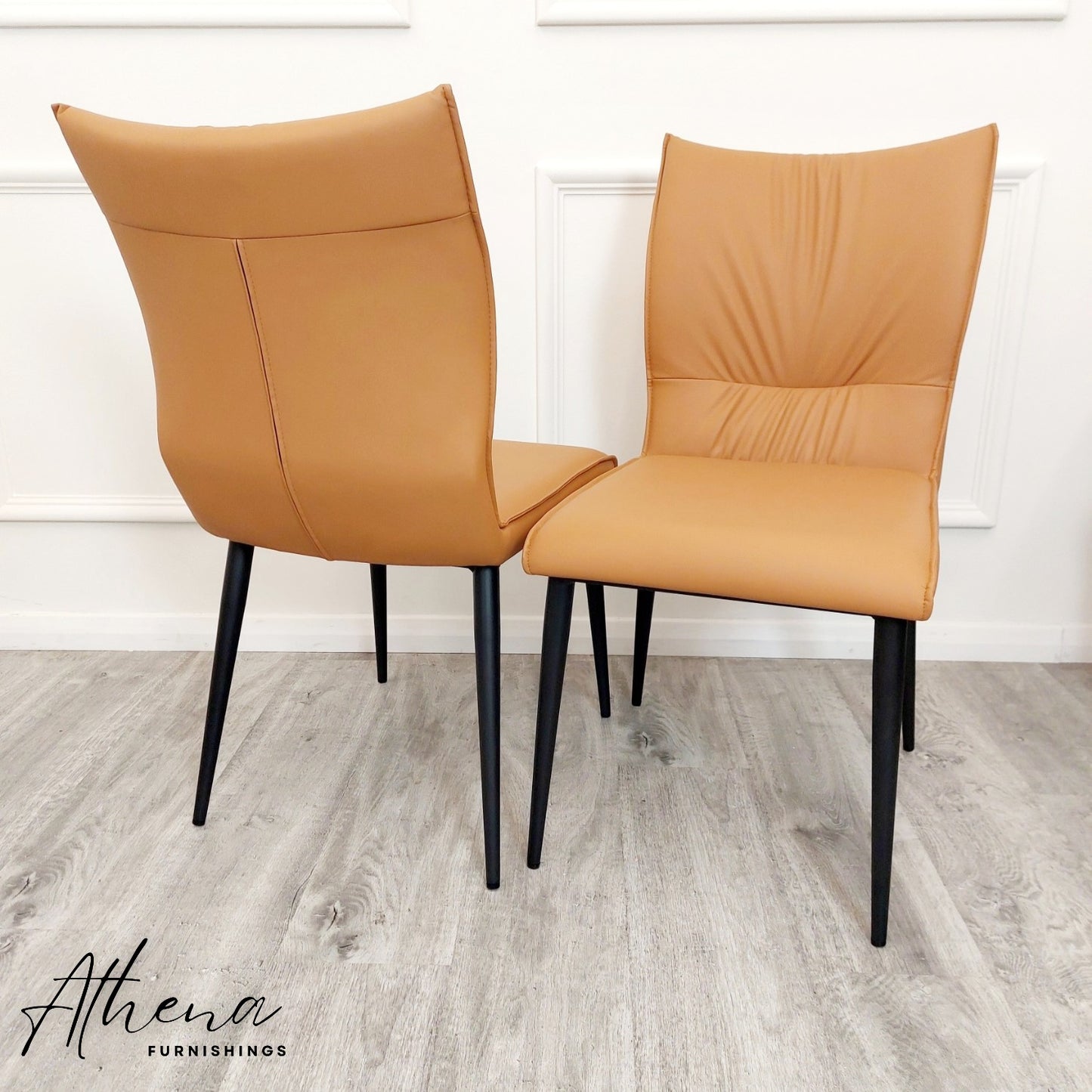 Ely Tan Leather Dining Chairs