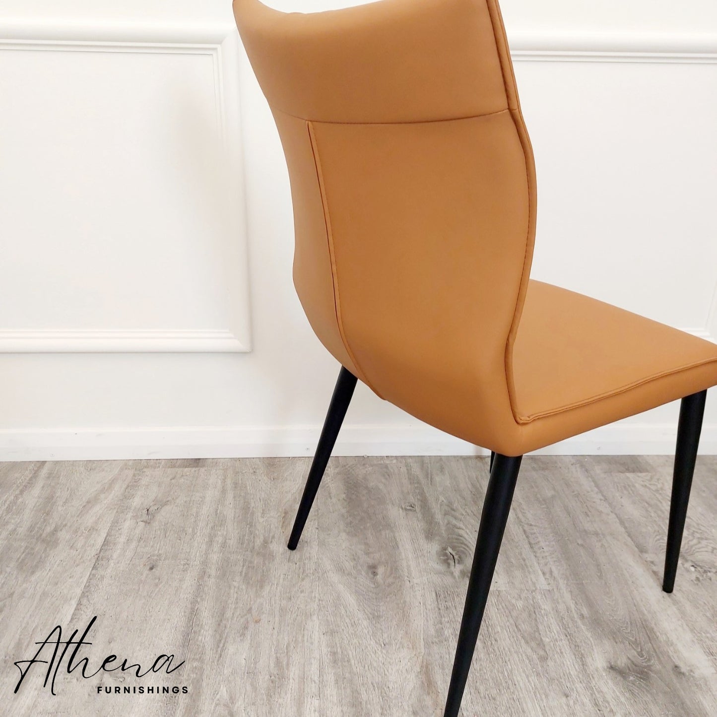 Ely Tan Leather Dining Chairs