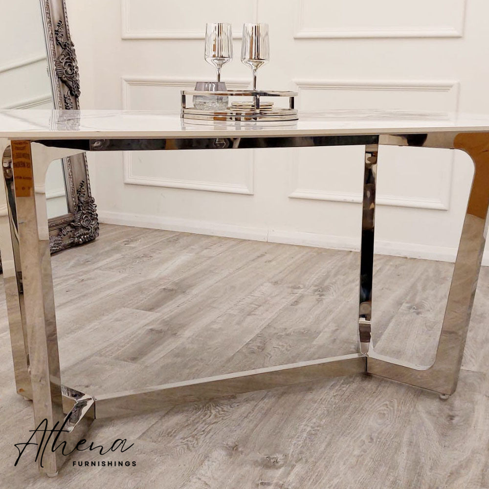 Kendal 1.6M Sintered Stone Dining Table - Silver Base