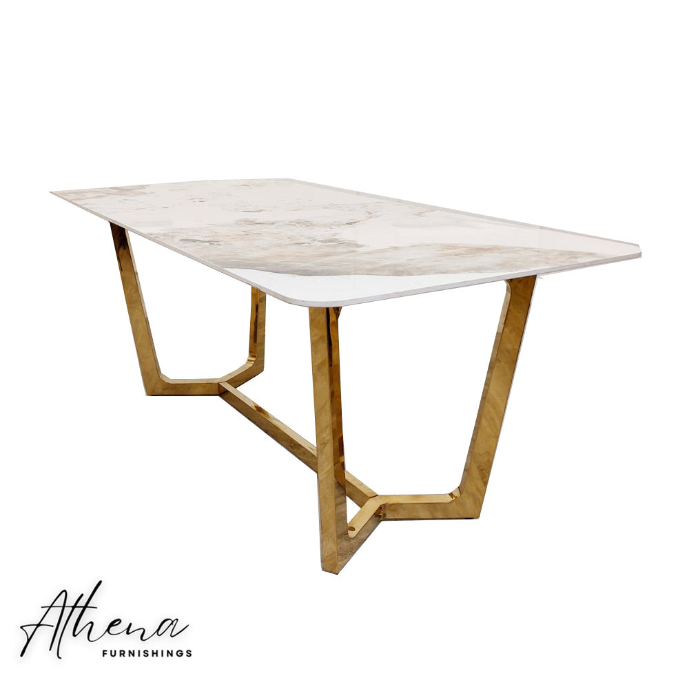 Kendal 1.8M Sintered Stone Dining Table - Gold Base