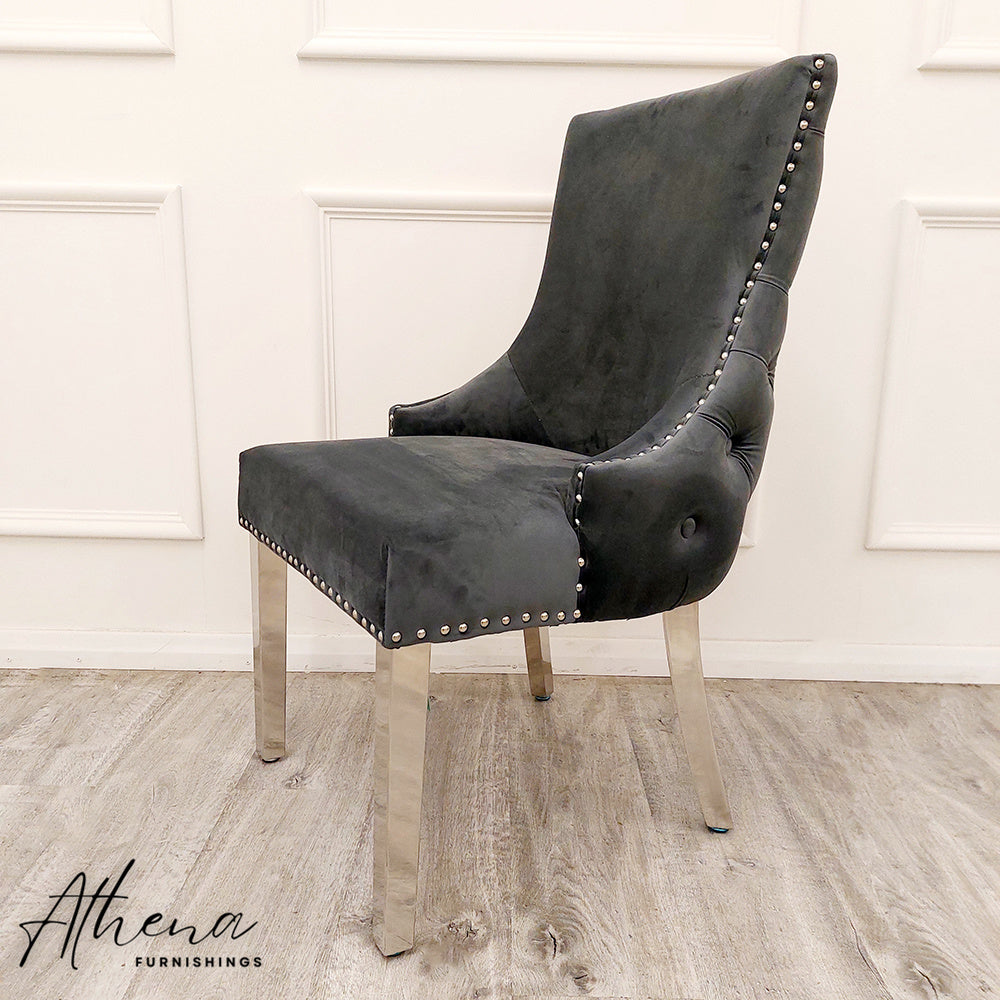 Ludlow Dark Grey Velvet Dining Chairs