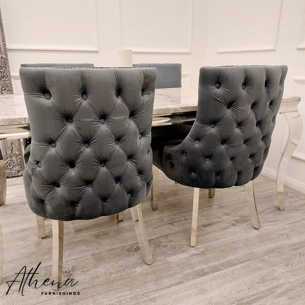 Ludlow Dark Grey Velvet Dining Chairs