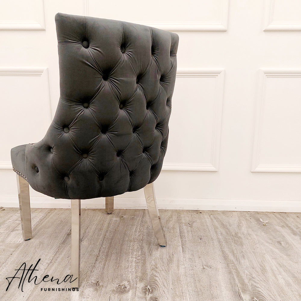 Ludlow Dark Grey Velvet Dining Chairs