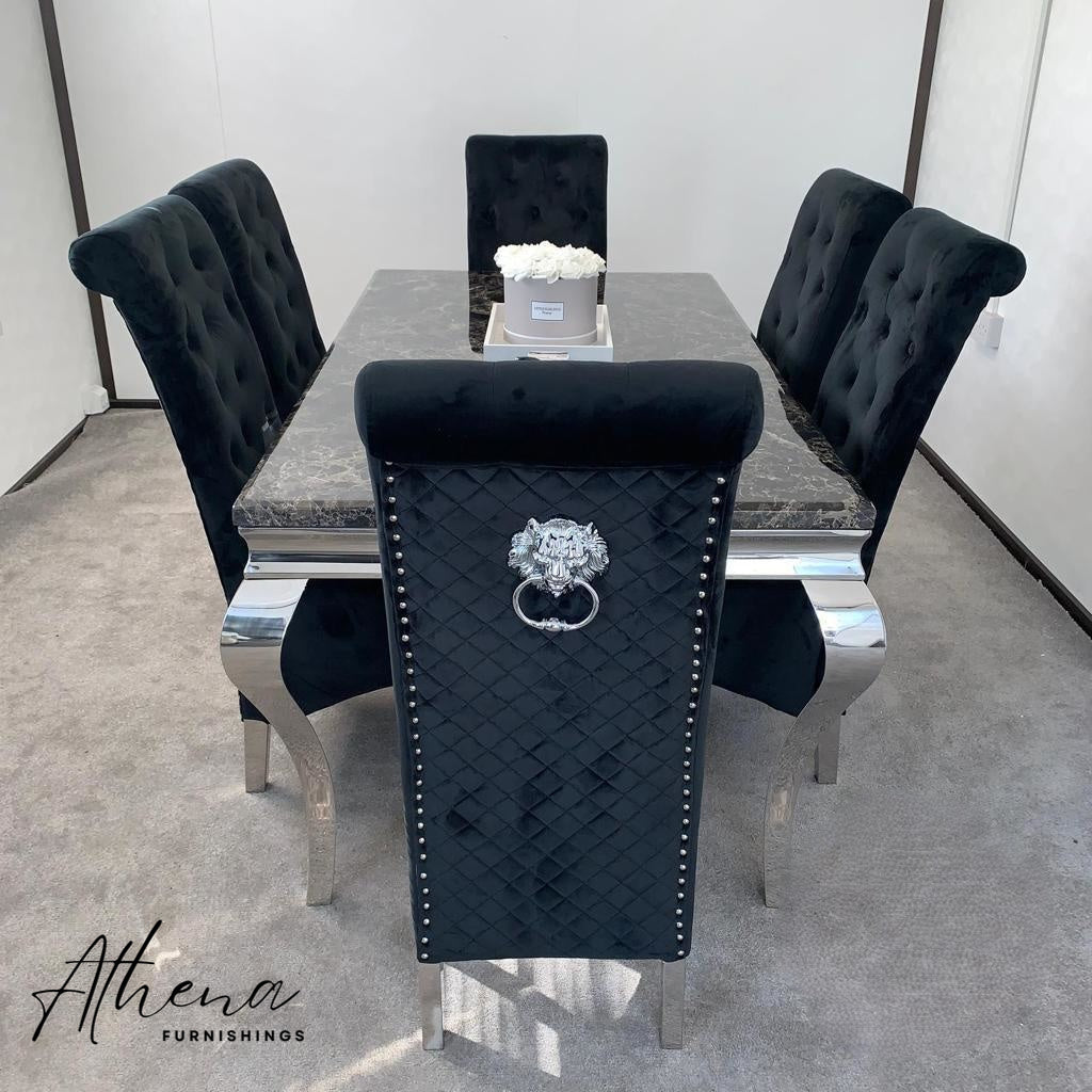 Skipton Chrome Black Marble Table with Black Gloucester Chairs