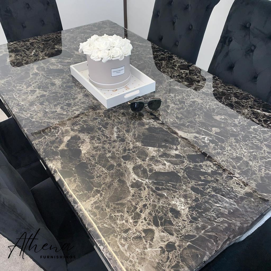 Skipton Chrome Black Marble Table with Black Gloucester Chairs