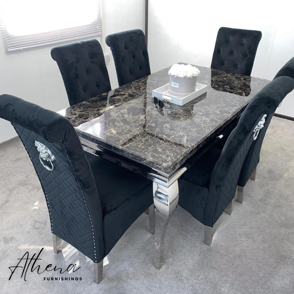 Skipton Chrome Black Marble Table with Black Gloucester Chairs