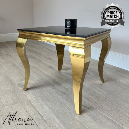 Skipton Gold Black Glass Side Table